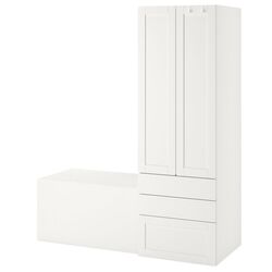 Шкаф Ikea Smastad/Platsa скамейка/рамка 150x55x180 (Белый)