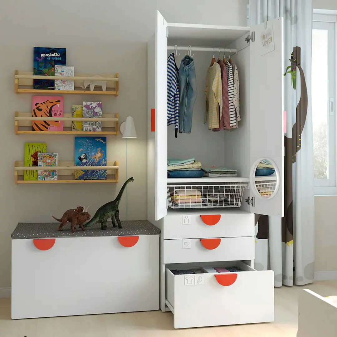 Dulap Ikea Smastad/Platsa cu bancă 150x57x181 (Alb)