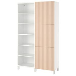 Стеллаж Ikea Besta с дверцами 120x42x202 (Белый/Бьёркёвикен Березовый Шпон)