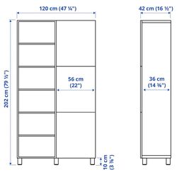 Стеллаж Ikea Besta с дверцами 120x42x202 (Белый/Бьёркёвикен Березовый Шпон) Thumb