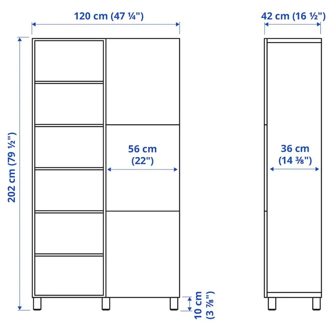 Стеллаж Ikea Besta с дверцами 120x42x202 (Белый/Бьёркёвикен Березовый Шпон) - 4