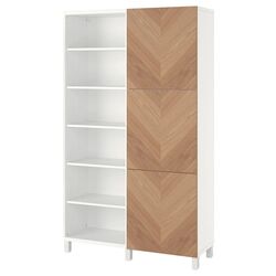 Etajera Ikea Besta cu usi 120x42x202 (Alb/Hedeviken Furnir Stejar)