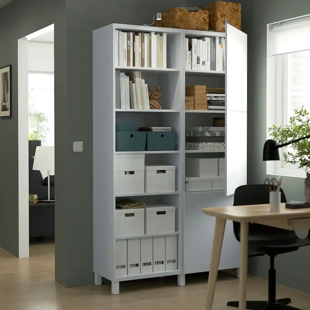Etajera Ikea Besta cu usi 120x42x202 (Alb/Lappviken/Stubbarp Alb)
