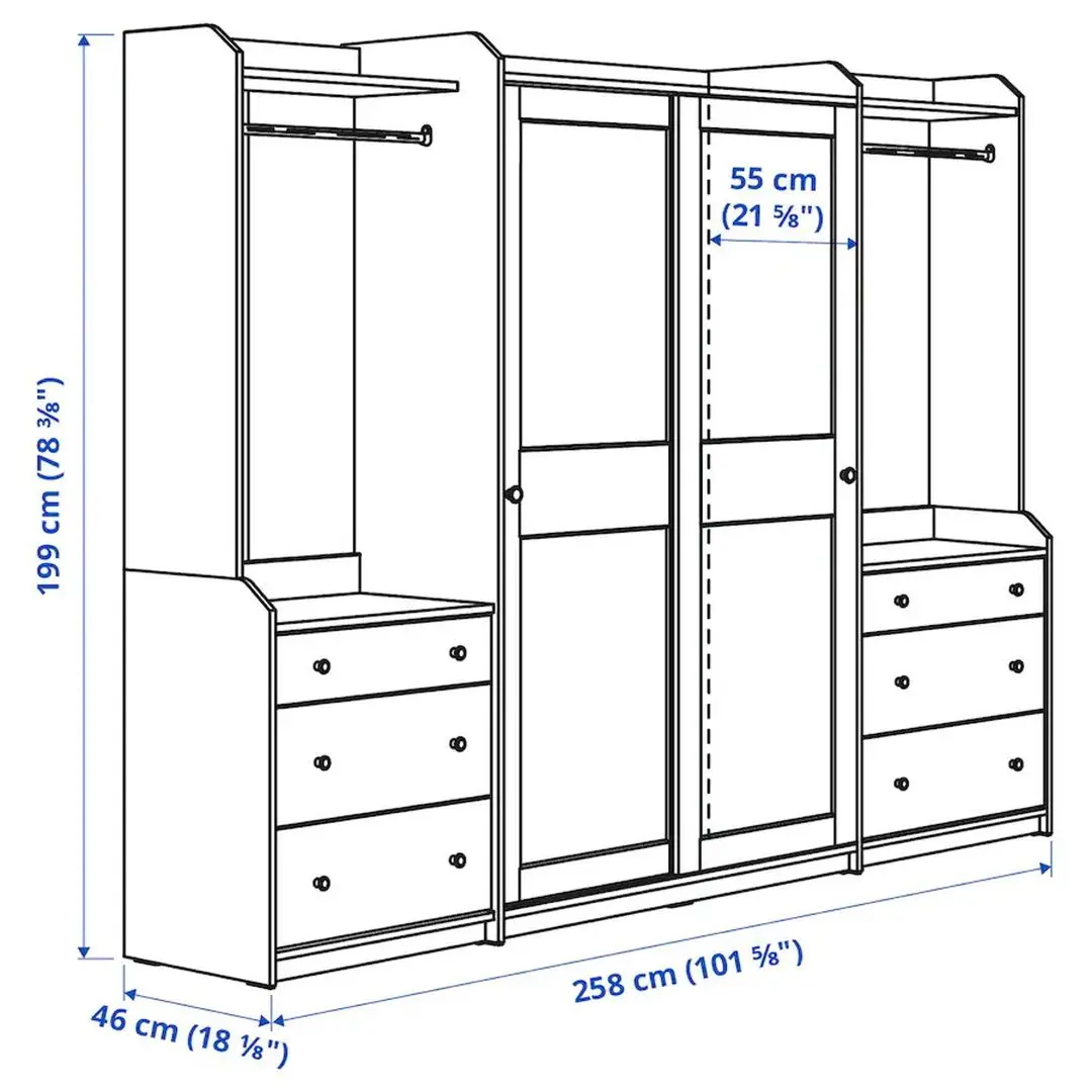 Dulap combinat Ikea Hauga 258x55x199 (Alb)