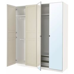 Шкаф комбинированный Ikea Pax/Flisberget/Vikedal зеркало 200x60x236 (Белый/Светло-бежевый) Thumb