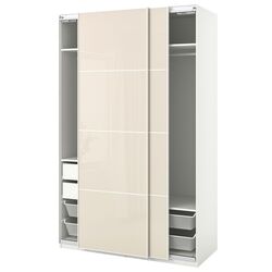 Dulap combinat Ikea Pax/Hokksund 150x66x236 (Alb/Lucios Bej Deschis)