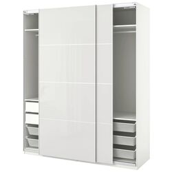 Dulap combinat Ikea Pax/Hokksund 200x66x236 (Alb/Lucios Gri) Thumb