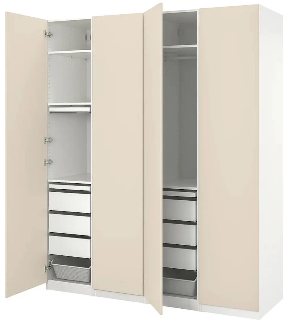 Шкаф комбинированный Ikea Pax/Reinsvoll 200x60x236 (Белый/Серо-бежевый)