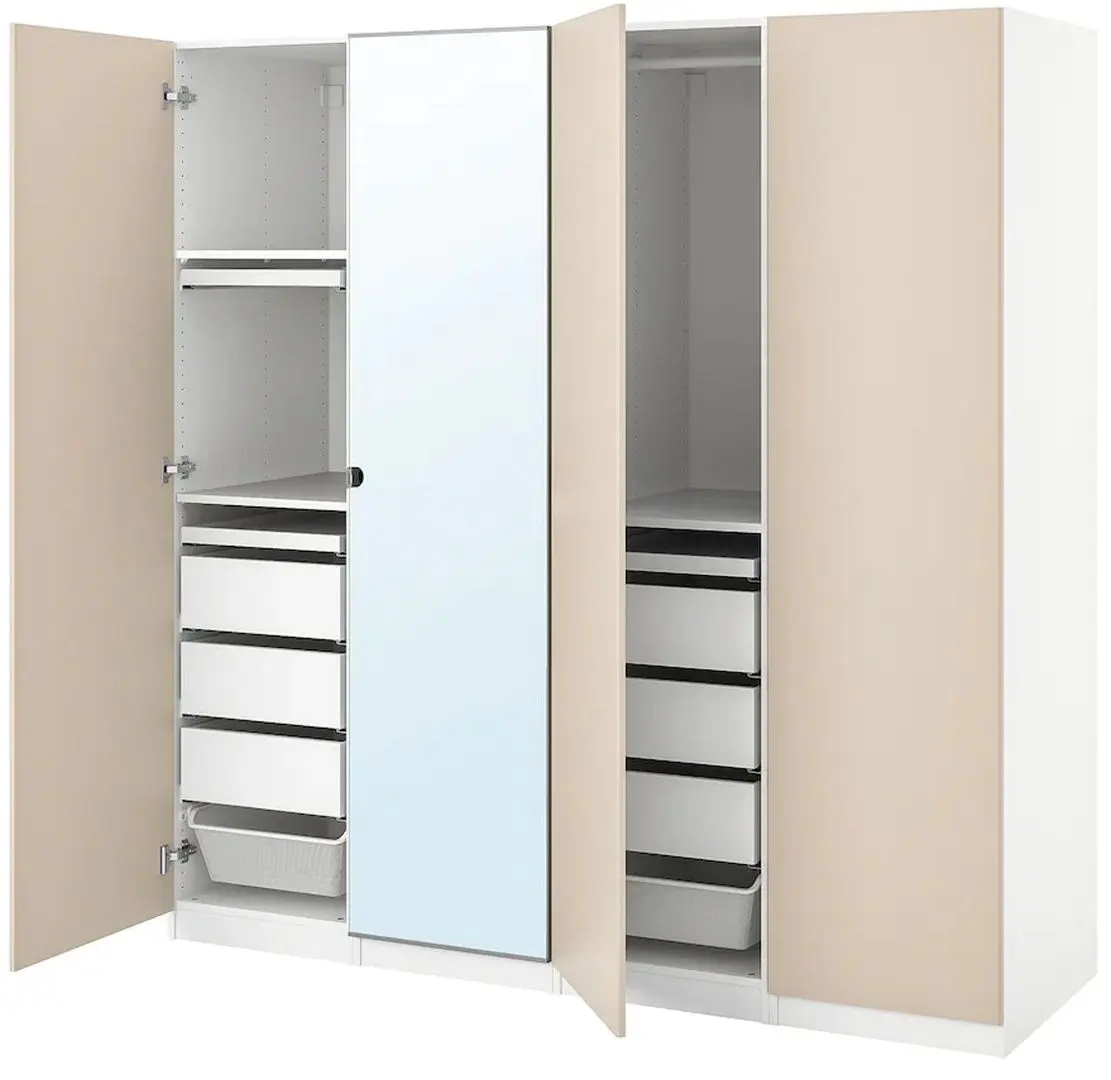 Шкаф комбинированный Ikea Pax/Reinsvoll/Vikedal 200x60x201 (Белый/Серо-бежевый)