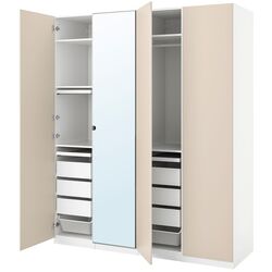 Шкаф комбинированный Ikea Pax/Reinsvoll/Vikedal 4 отделения 200x60x236 (Белый/Серо-Бежевый)