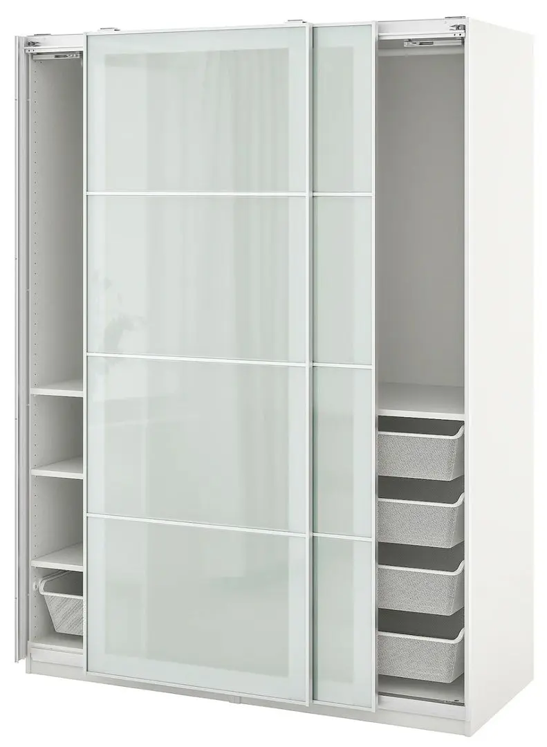 Dulap combinat Ikea Pax/Sekken 150x66x201 (Alb/Sticla Mata)