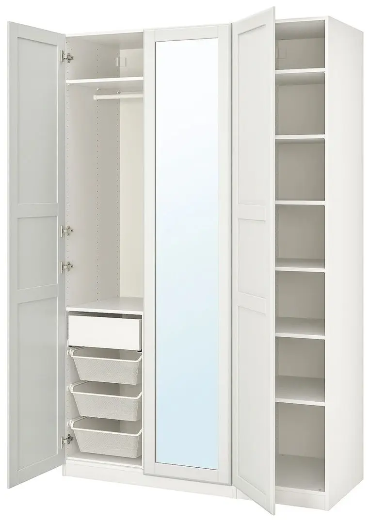 Dulap combinat Ikea Pax/Tyssedal 2 sectii 150x60x236 (Alb/Oglinda)