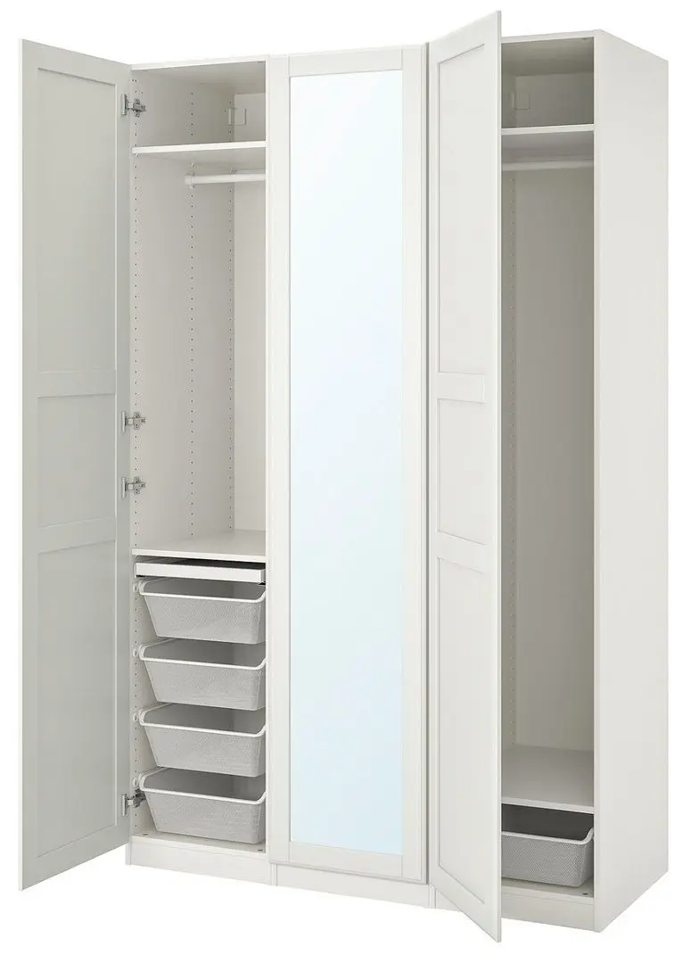 Dulap combinat Ikea Pax/Tyssedal 3 sectii 150x60x236 (Alb/Oglinda)