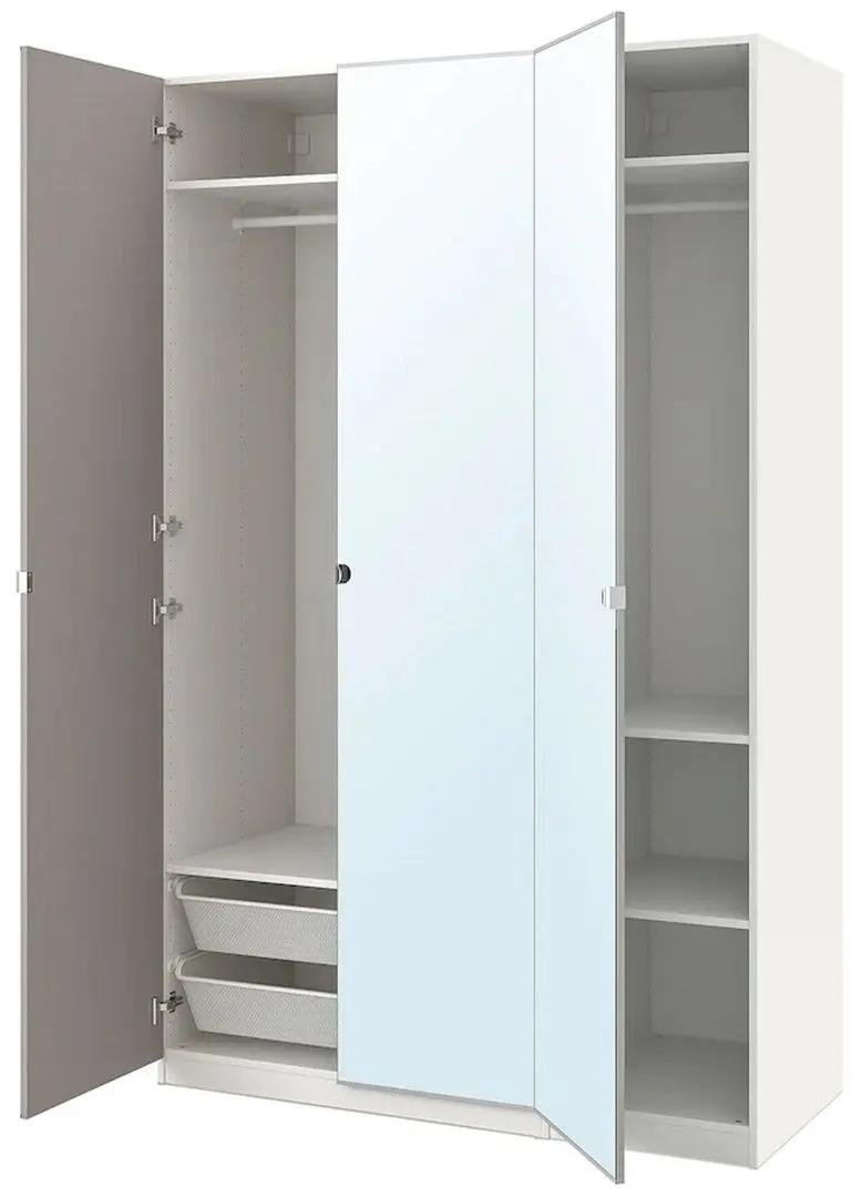 Шкаф комбинированный Ikea Pax/Vikedal зеркало 150x60x236 (Белый)