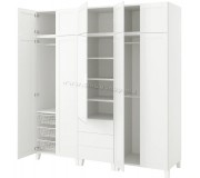 Шкаф комбинированный Ikea Platsa 10 дверей/3 ящика/зеркало 220x57x231 (Белый Страумен/Саннидал Белый)