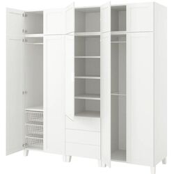 Dulap Ikea Platsa 10 usi/3 sertare/oglinda 220x57x231 (Alb Straumen/Sannidal Alb)