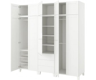 Шкаф комбинированный Ikea Platsa 10 дверей/3 ящика/зеркало 220x57x231 (Белый Страумен/Саннидал Белый)