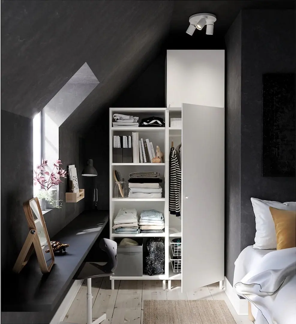 Dulap combinat Ikea Platsa 2 usi 120x57x251 (Alb/Fonnes Alb)