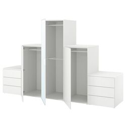 Dulap combinat Ikea Platsa 3 usi/6 sertare/oglinda 300x57x181 (Alb Straumen/Fonnes Alb)