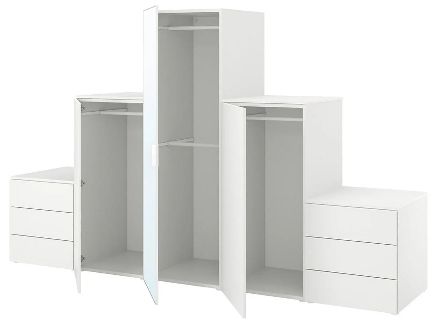 Dulap combinat Ikea Platsa 3 usi/6 sertare/oglinda 300x57x181 (Alb Straumen/Fonnes Alb)