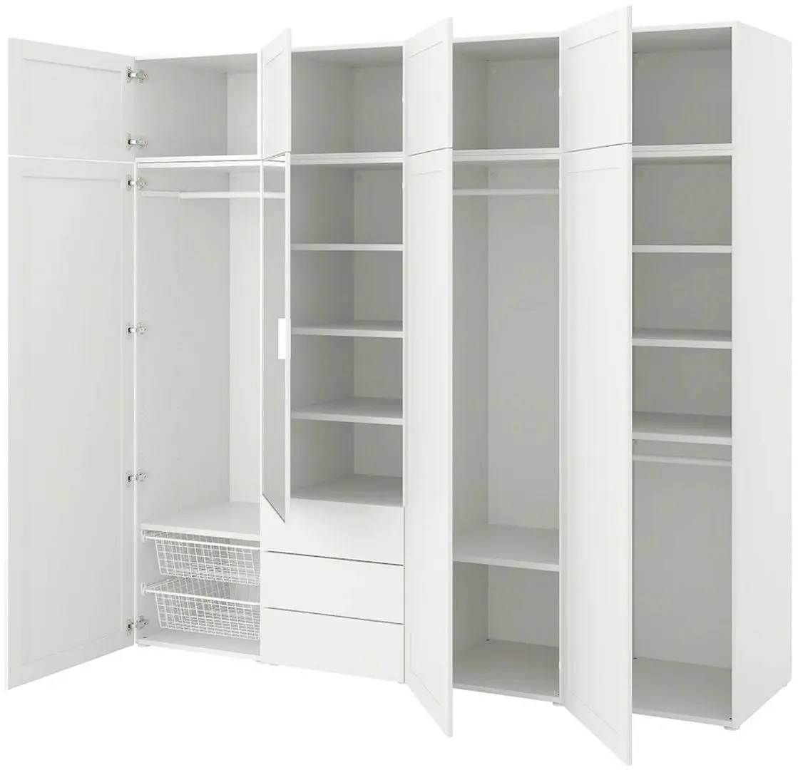 Шкаф комбинированный Ikea Platsa 8 дверей/3 ящика 240x57x221 (Белый Страумен/Саннидал Белый)