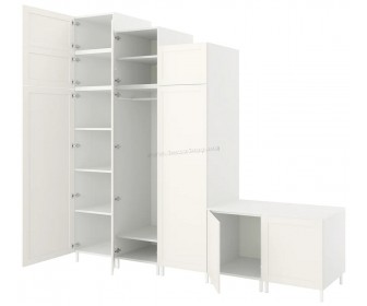 Шкаф комбинированный Ikea Platsa 9 дверей 300x57x271 (Белый Саннидаль/Белый)