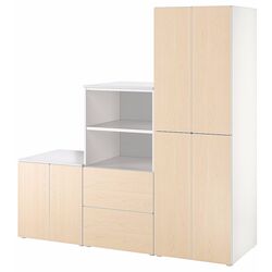 Шкаф комбинированный Ikea Smastad/Platsa 180x57x181 (Белый/Береза)