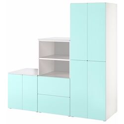 Шкаф комбинированный Ikea Smastad/Platsa 180x57x181 (Белый/Бледно-бирюзовый)