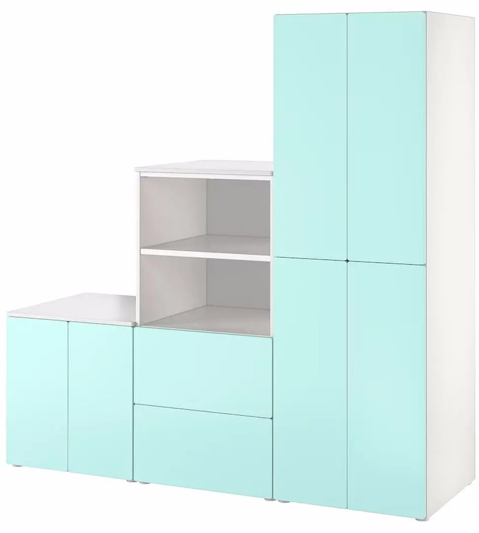 Шкаф комбинированный Ikea Smastad/Platsa 180x57x181 (Белый/Бледно-бирюзовый)