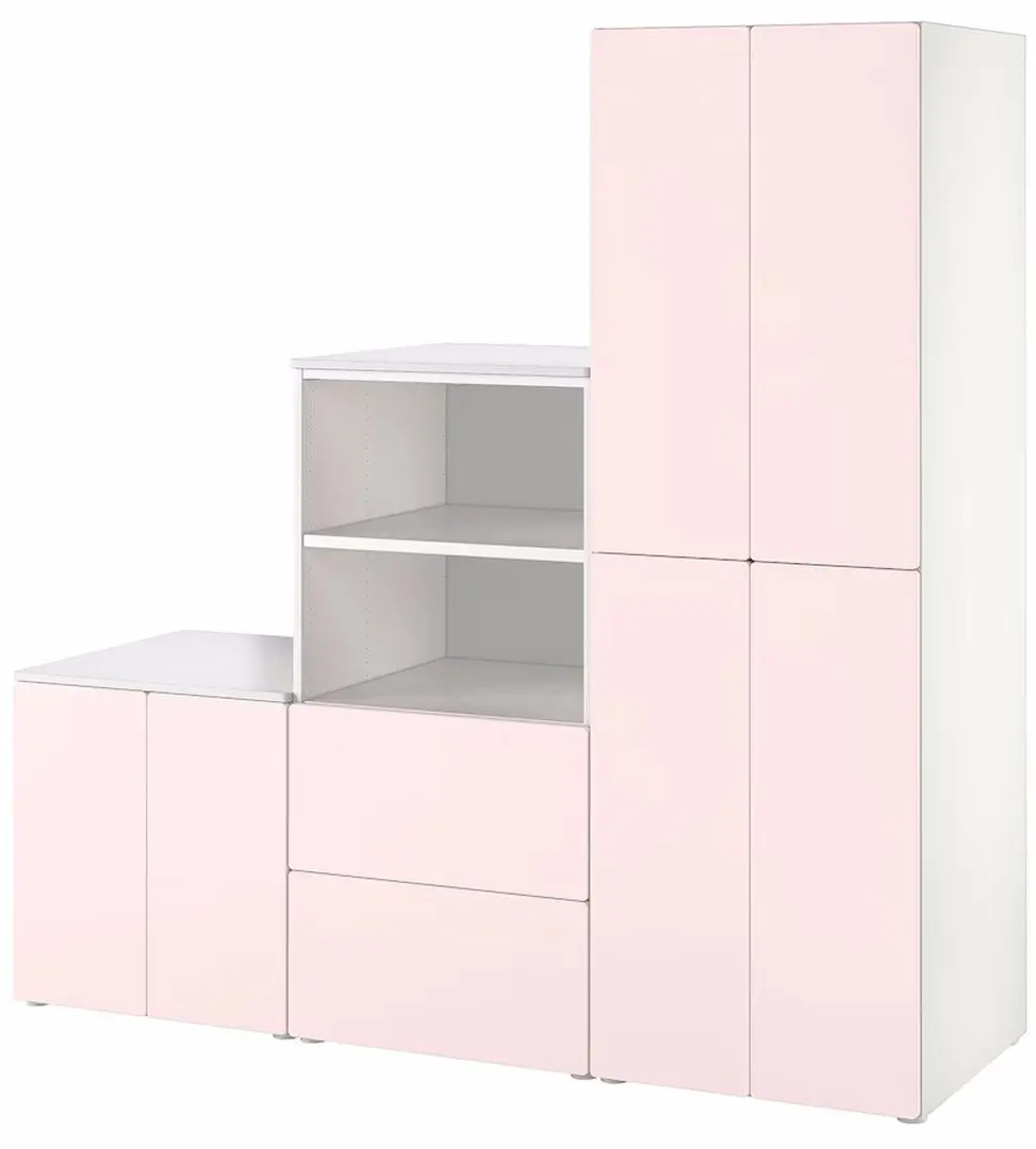 Шкаф комбинированный Ikea Smastad/Platsa 180x57x181 (Белый/Бледно-розовый)