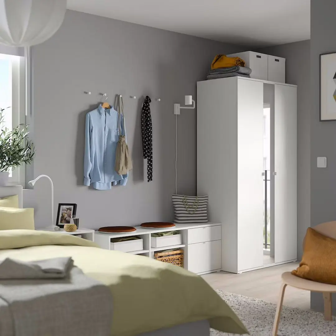 Dulap combinat Ikea Vihals cu banca 200x57x200 (Alb)