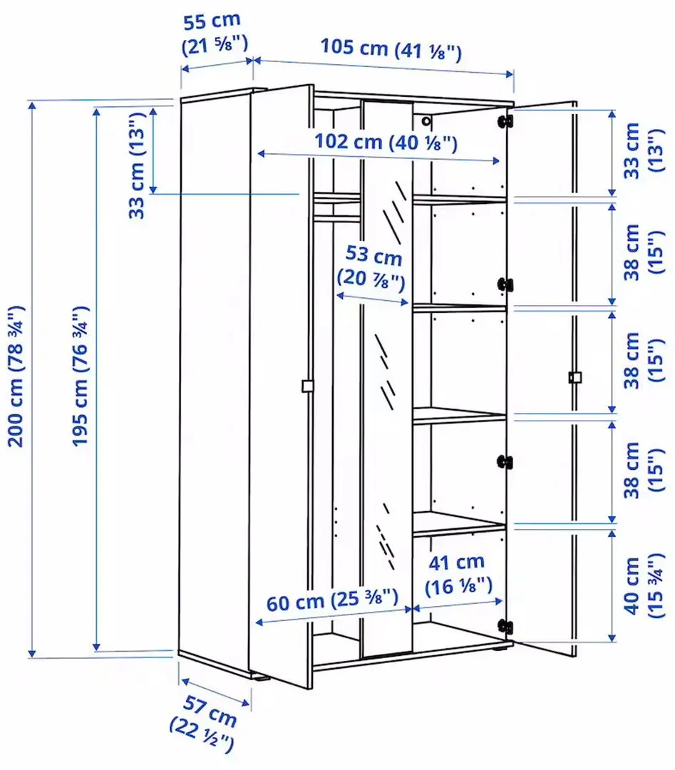 Dulap combinat Ikea Vihals cu banca 200x57x200 (Alb)