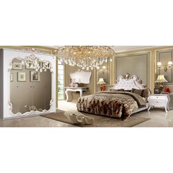 Шкаф КМК 0543.4-02 Розалия 2 4Д (Белый Жемчуг/Золото) Thumb