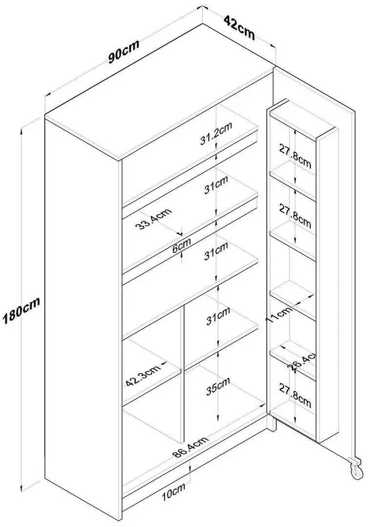 Dulap-camara cu roti Mirage Meble JE103 (White)