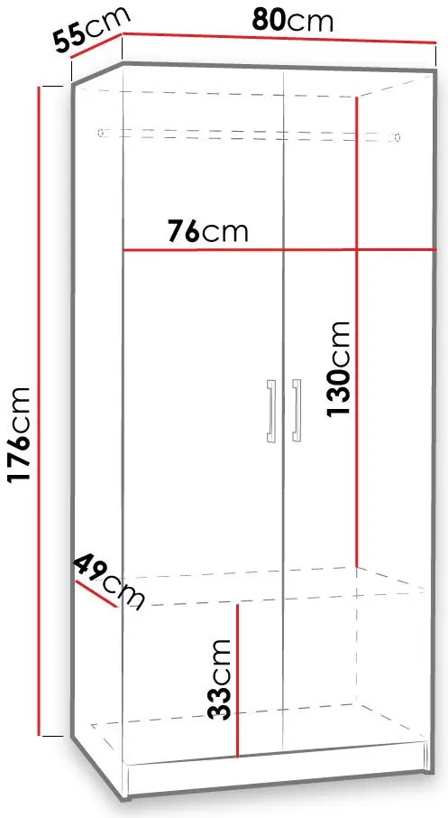 Dulap Mirjan24 Jeffery/Kera 2D (White) - 3