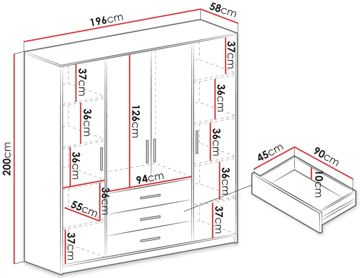 Dulap Mirjan24 Lily D4/Bali D4 (White) - 3