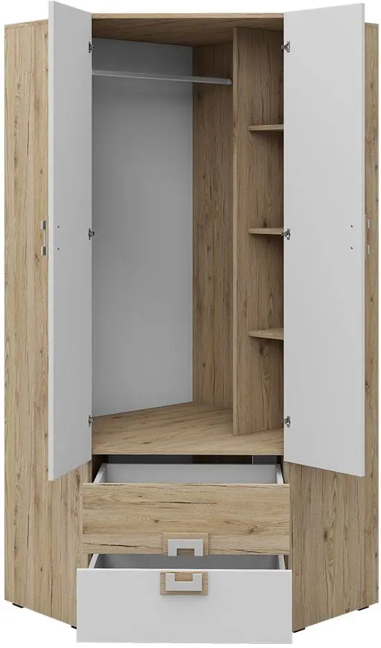 Dulap de colt Mirjan24 Niczi/Nico 2 (Light Oak/White) - 3