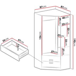 Dulap de colt Mirjan24 Niczi/Nico 2 (Light Oak/White) Thumb