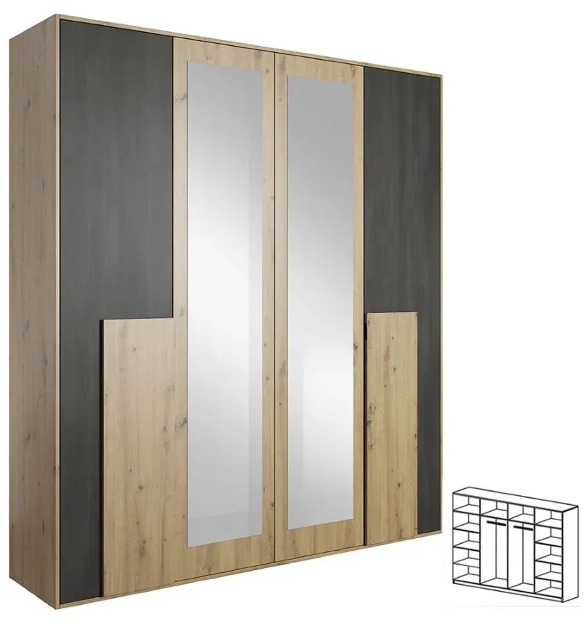 Шкаф Mobhaus Barfa 4D (Artisan Oak/Norwegian Black Pine)