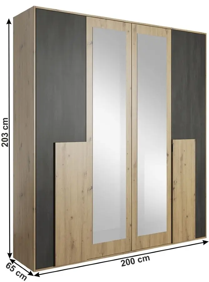 Шкаф Mobhaus Barfa 4D (Artisan Oak/Norwegian Black Pine)