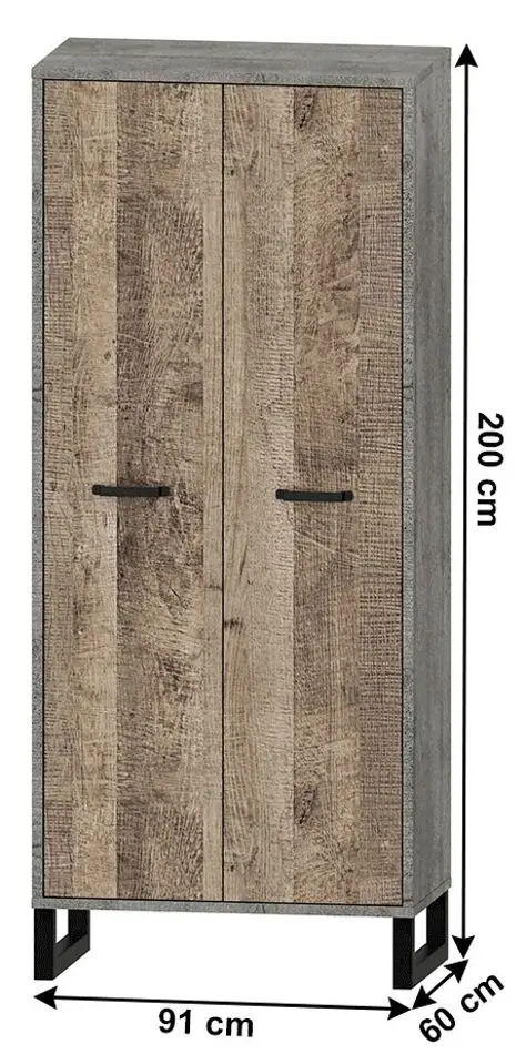 Dulap Tempo Kondela Baria 2D (Sand Oak/Gray) - 2