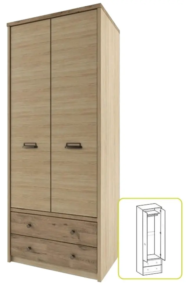 Шкаф Mobhaus Diaz 2D2S (Madura Oak/Wellington) - 4