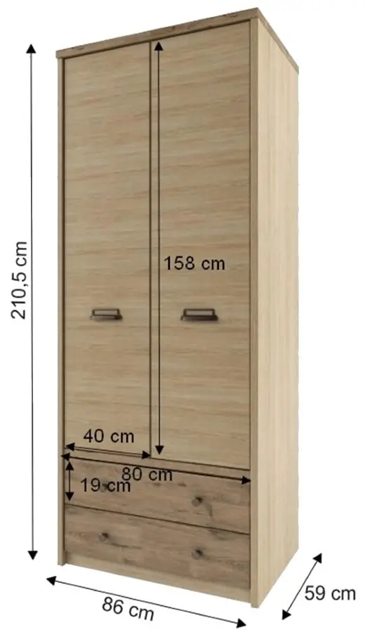 Шкаф Mobhaus Diaz 2D2S (Madura Oak/Wellington) - 3