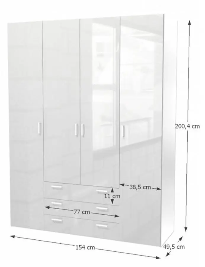 Шкаф Mobhaus Gwen 70429 (White Extra High Gloss)