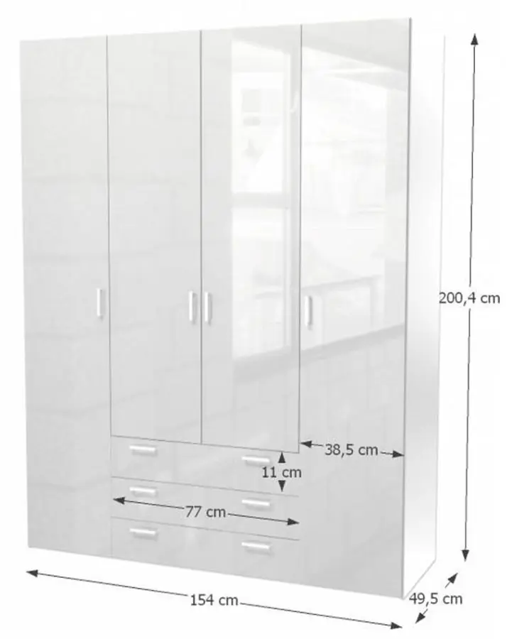 Шкаф Mobhaus Gwen 70429 (White Extra High Gloss)