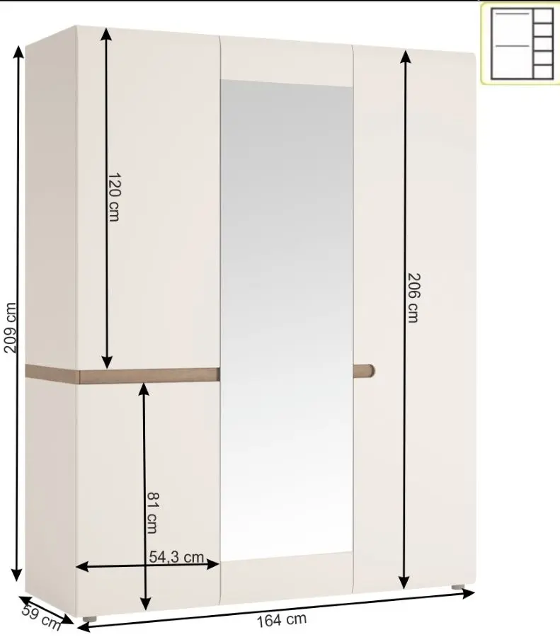 Vitrina Mobhaus Lynatet Typ 22 (White Extra High Gloss/Sonoma Oak Truffle Dark)