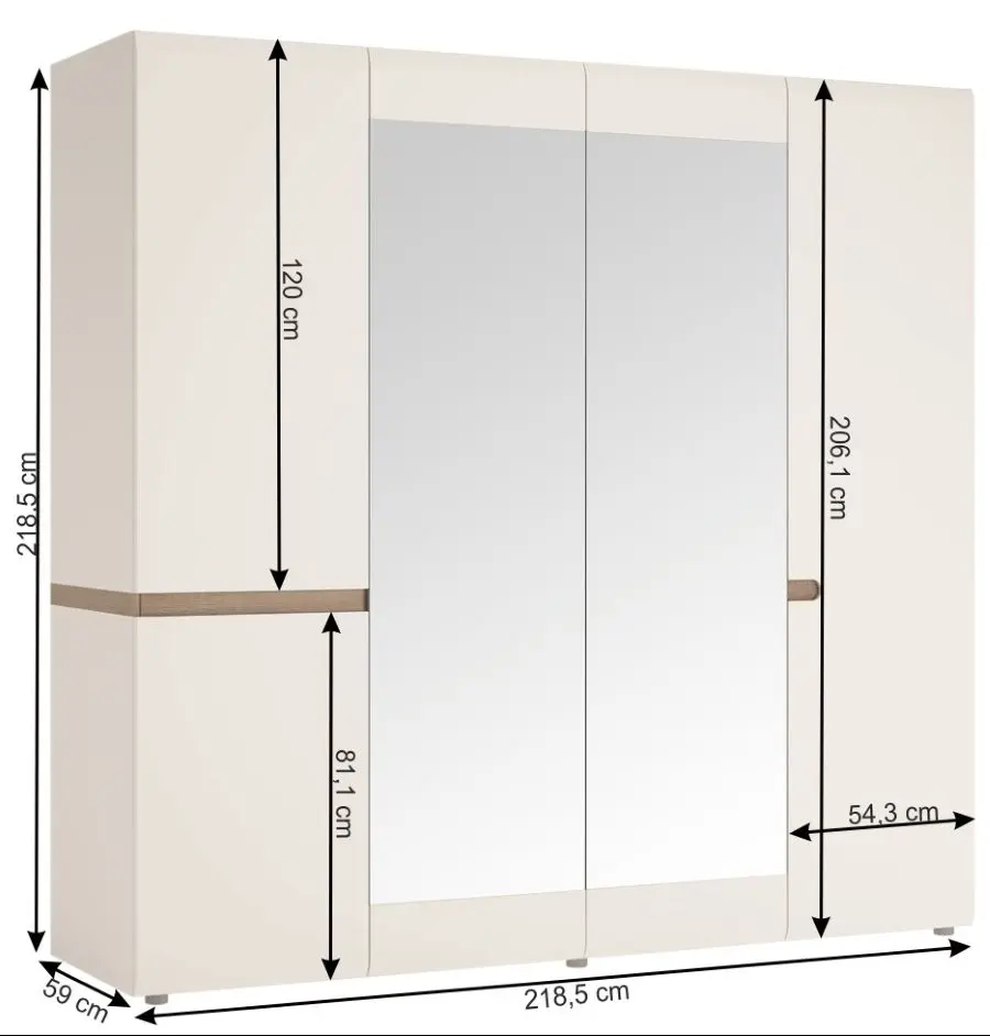 Dulap Mobhaus Lynatet Typ 23 (White Extra High Gloss/Sonoma Oak Truffle Dark)