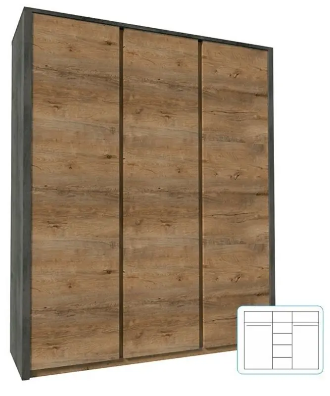 Шкаф Mobhaus Montana S3D (Lefkas Oak Dark/Gray Smooth)