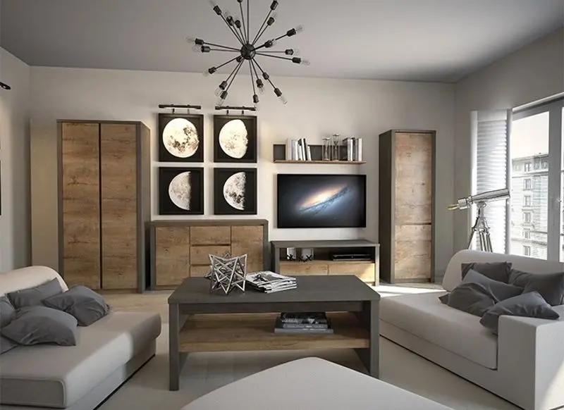 Шкаф Mobhaus Montana S3D (Lefkas Oak Dark/Gray Smooth)