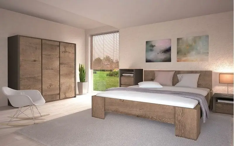 Шкаф Mobhaus Montana S3D (Lefkas Oak Dark/Gray Smooth)